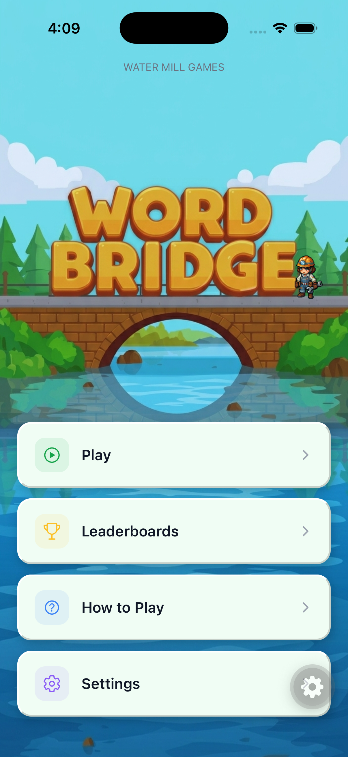 Word Bridge main menu